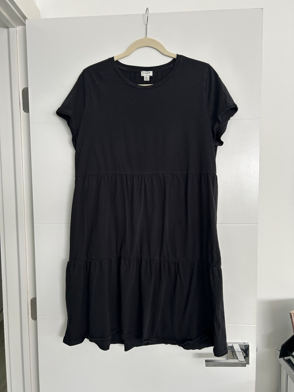 J. Crew Black Tiered Short-Sleeve Dress - Size XL